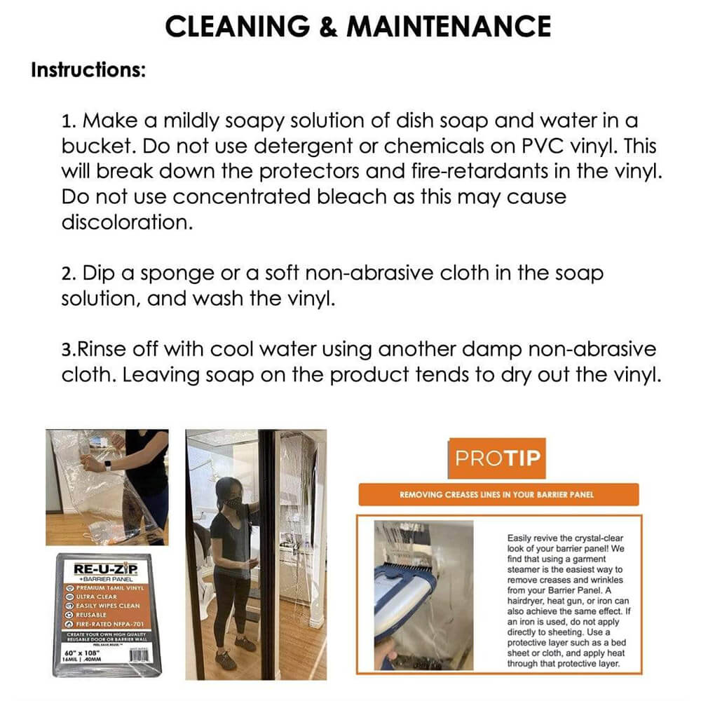 RE-U-ZIP™ Re-useable Dust Barrier Panel, Ultra-Clear & Fire-Rated, 7x12ft (215x365cm) - Image 4